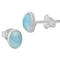 Ohrstecker|Edelstein Ohrringe|Elfen Schmuck Larimar Ohrstecker oval 925 Silber