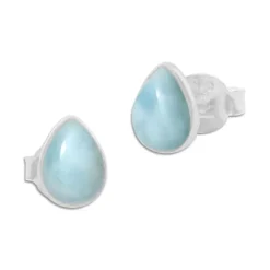 Ohrstecker|Edelstein Ohrringe|Elfen Schmuck Larimar Ohrstecker Tropfen 925 Silber