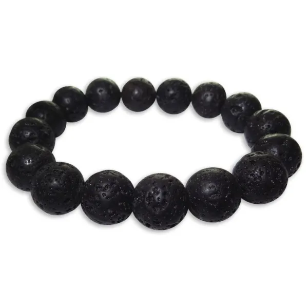 Herrenarmbänder|Damenarmbänder|Elfen Schmuck Lava Kugelarmband Lavastein 12 mm 19 cm