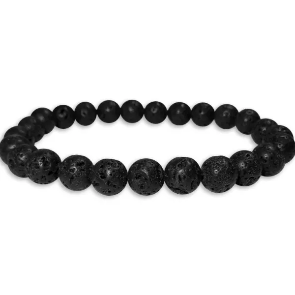 Herrenarmbänder|Damenarmbänder|Elfen Schmuck Lava Kugelarmband Lavastein 8 mm 20 cm