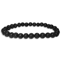 Herrenarmbänder|Damenarmbänder|Elfen Schmuck Lava Lavastein Kugel Armband 6 mm 19 cm