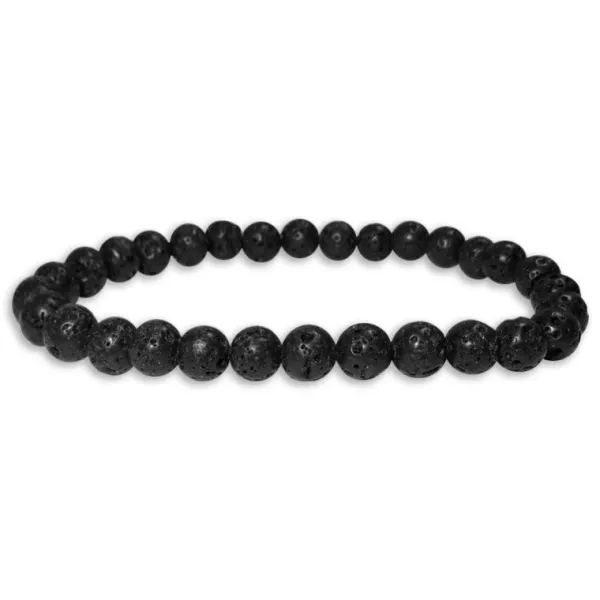 Herrenarmbänder|Damenarmbänder|Elfen Schmuck Lava Lavastein Kugel Armband 6 mm 19 cm