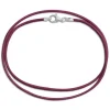 Damenketten|Elfen Schmuck Lederband bordeauxviolett 45 cm mit 925 Silber Verschluss