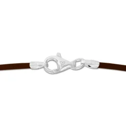 Kinderketten|Damenketten|Elfen Schmuck Lederband braun 40 cm mit 925 Silber Verschluss