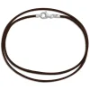 Damenketten|Elfen Schmuck Lederband braun 45 cm mit 925 Silber Verschluss