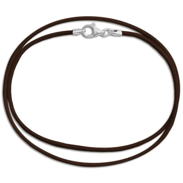 Damenketten|Elfen Schmuck Lederband braun 45 cm mit 925 Silber Verschluss