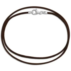 Herrenketten|Damenketten|Elfen Schmuck Lederband braun 50 cm mit 925 Silber Verschluss