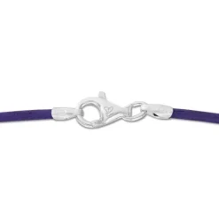 Damenketten|Elfen Schmuck Lederband dunkel lila 45 cm mit 925 Silber Verschluss