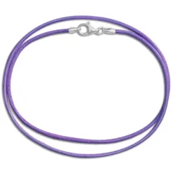 Kinderketten|Elfen Schmuck Lederband flieder lila 38 cm mit 925 Silber Verschluss