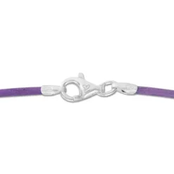 Kinderketten|Elfen Schmuck Lederband flieder lila 38 cm mit 925 Silber Verschluss