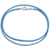 Kinderketten|Elfen Schmuck Lederband hellblau 38 cm mit 925 Silber Verschluss