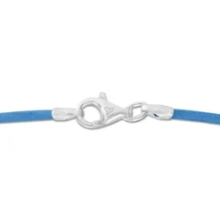 Damenketten|Elfen Schmuck Lederband hellblau 45 cm mit 925 Silber Verschluss