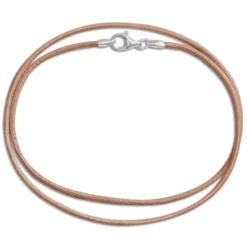 Damenketten|Herrenketten|Elfen Schmuck Lederband natur 42 cm mit 925 Silber Verschluss