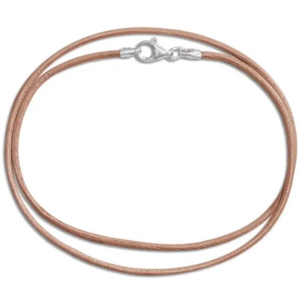 Damenketten|Herrenketten|Elfen Schmuck Lederband natur 42 cm mit 925 Silber Verschluss