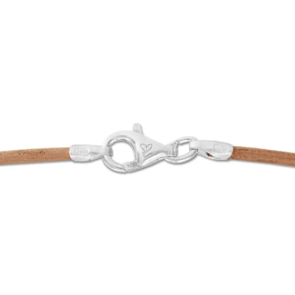 Damenketten|Herrenketten|Elfen Schmuck Lederband natur 42 cm mit 925 Silber Verschluss