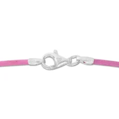 Kinderketten|Elfen Schmuck Lederband rosa 38 cm mit 925 Silber Verschluss