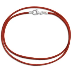 Kinderketten|Elfen Schmuck Lederband rot 38 cm mit 925 Silber Verschluss