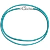 Damenketten|Elfen Schmuck Lederband türkis 60 cm mit 925 Silber Verschluss