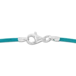 Damenketten|Elfen Schmuck Lederband türkis 60 cm mit 925 Silber Verschluss
