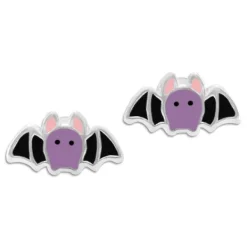 Ohrstecker|Silber Ohrstecker|Elfen Schmuck Lila schwarze Fledermaus Ohrringe Halloween 925 Silber