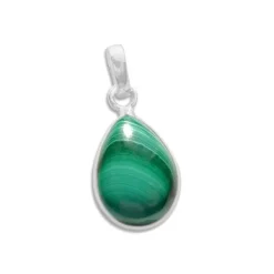 Anhänger Für Damen|Edelstein Anhänger In Silber|Elfen Schmuck Malachit Anhänger Tropfen 925 Silber