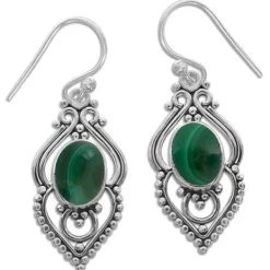 Ohrhänger|Edelstein Ohrringe|Elfen Schmuck Malachit Ohrringe filigran Boho Design 925 Silber