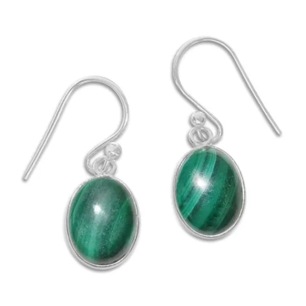 Ohrhänger|Edelstein Ohrringe|Elfen Schmuck Malachit Ohrringe Ohrhänger oval 27 x 11 mm 925 Silber