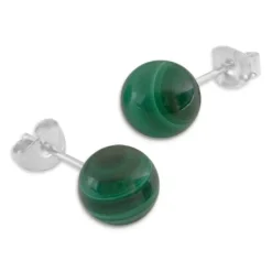 Ohrstecker|Edelstein Ohrringe|Elfen Schmuck Malachit Ohrstecker 8 mm 925 Silber