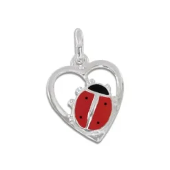 Anhänger Für Kinder|Silber Anhänger|Elfen Schmuck Marienkäfer Anhänger mit Herz 925 Silber