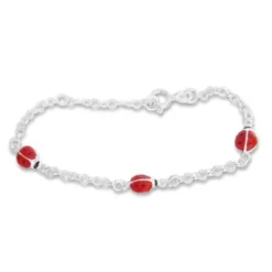 Kinderarmbänder|Weitere Armbänder|Elfen Schmuck Marienkäfer Armband für Kinder 925 Silber 15 cm