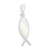 Anhänger Für Damen|Silber Anhänger|Elfen Schmuck Massiver Fisch Anhänger mit Opal 925 Silber