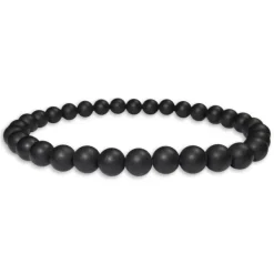 Herrenarmbänder|Damenarmbänder|Elfen Schmuck Mattes Onyx Kugel Armband 6 mm 19,5 cm