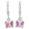 Ohrhänger|Silber Ohrhänger|Elfen Schmuck Mädchen Ohrhänger Schmetterling mit pink Zirkonia 925 Silber