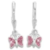 Ohrhänger|Silber Ohrhänger|Elfen Schmuck Mädchen Ohrringe Schmetterlinge mit altrosa Zirkonia 925 Silber