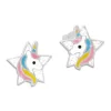 Ohrstecker|Silber Ohrstecker|Elfen Schmuck Mädchen Ohrstecker Einhorn mit Stern und Glitzer 925 Silber