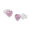 Ohrstecker|Silber Ohrstecker|Elfen Schmuck Mädchen Ohrstecker kleine Glitzer Herzen violett 925 Silber