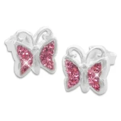 Ohrstecker|Silber Ohrstecker|Elfen Schmuck Mädchen Ohrstecker Schmetterling mit altrosa Zirkonia 925 Silber