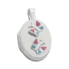 Anhänger Für Kinder|Silber Anhänger|Elfen Schmuck Medaillon für Kinder mit 2 lackierten Schmetterlingen 925 Silber