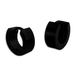Klapp-creolen|Klapp-creolen|Elfen Schmuck Mini Klapp-Creolen Edelstahl schwarz glänzend 10 x 4 mm