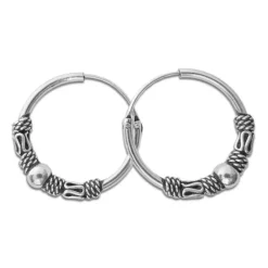 Creolen|Creolen|Elfen Schmuck 14 mm Gothic Creolen mit Kugeln 925 Silber