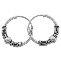 Creolen|Creolen|Elfen Schmuck 15 mm Gothic Ohrringe Creolen mit Kugel 925 Silber