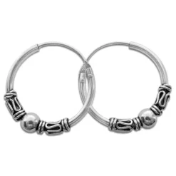 Creolen|Creolen|Elfen Schmuck 16 mm große Gothic Creolen Ohrringe mit Kugel 925 Silber