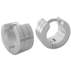 Klapp-creolen|Klapp-Creolen|Elfen Schmuck Männer Ohrringe Creolen mit Rillen Edelstahl