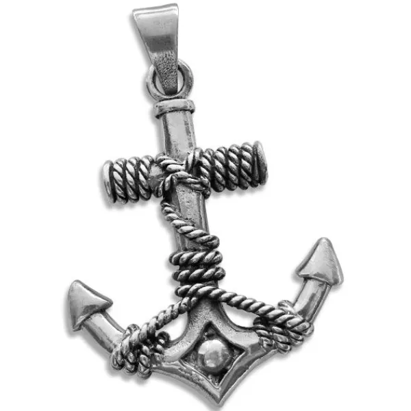 Anhänger Für Herren|Silber Anhänger|Elfen Schmuck Männerschmuck Anker Anhänger mit Seil 925 Silber