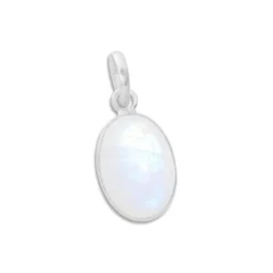 Anhänger Für Damen|Edelstein Anhänger In Silber|Elfen Schmuck Mondstein Anhänger oval 925 Silber