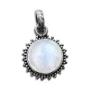 Anhänger Für Damen|Edelstein Anhänger In Silber|Elfen Schmuck Mondstein Anhänger runde Sonne mit filigranem Rand 925 Silber