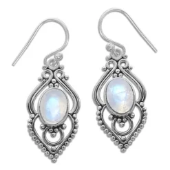 Ohrhänger|Edelstein Ohrringe|Elfen Schmuck Mondstein Ohrringe filigran Boho Design 925 Silber