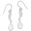 Ohrhänger|Edelstein Ohrringe|Elfen Schmuck Mondstein Ohrringe mit Engelsflügel und Tropfen 925 Silber