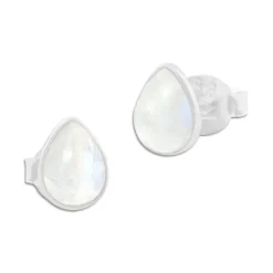 Ohrstecker|Edelstein Ohrringe|Elfen Schmuck Mondstein Ohrstecker Tropfen 925 Silber