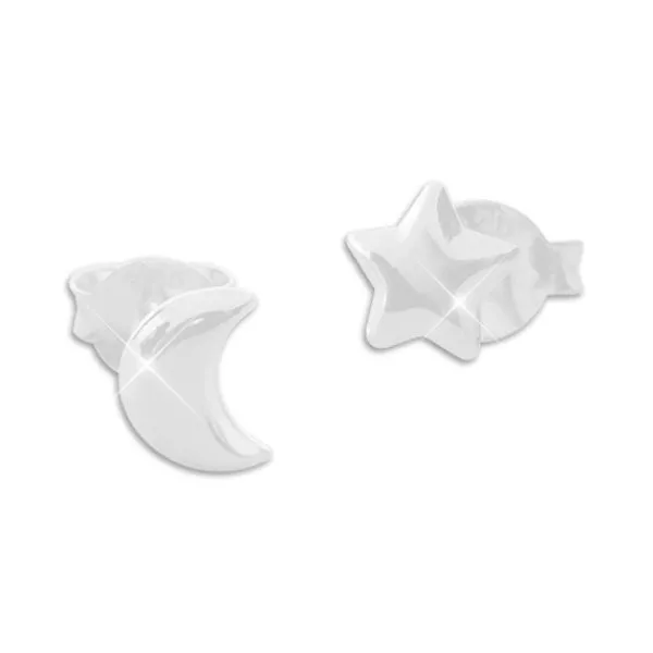Ohrstecker|Ohrstecker|Elfen Schmuck Mond und Stern Ohrstecker 925 Silber